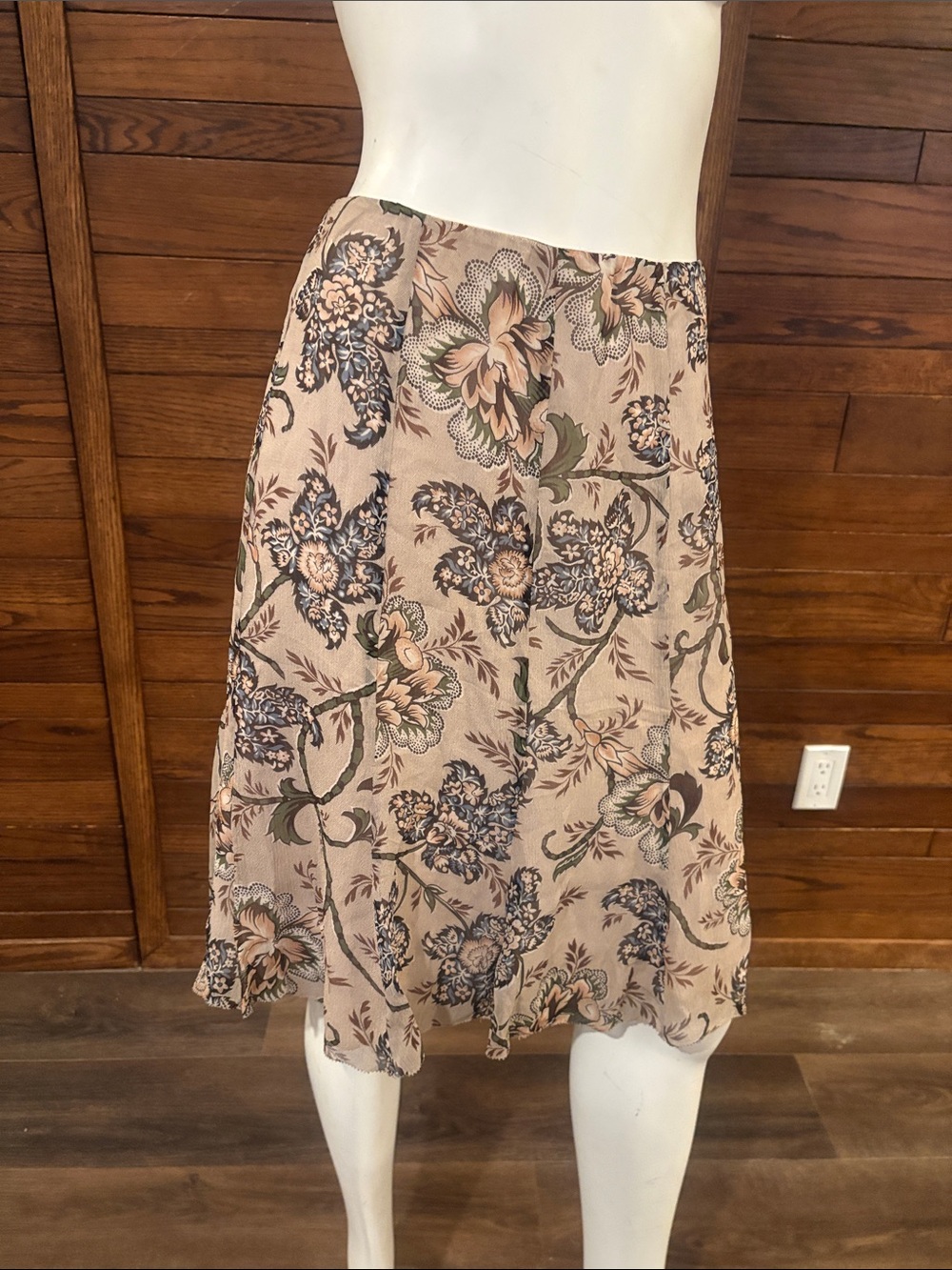Pendleton Peach Floral Midi Skirt